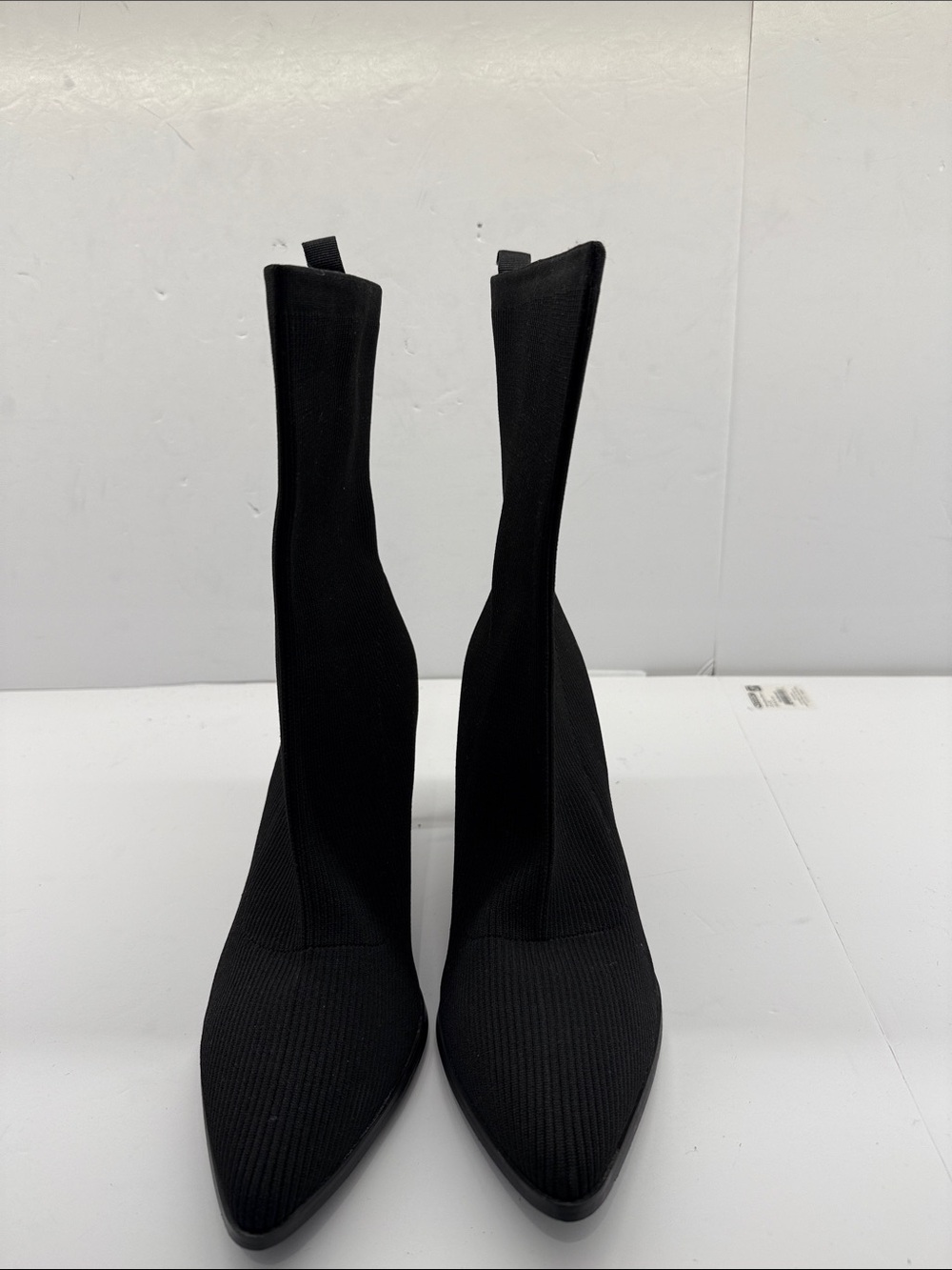 H by Halston Black Stretch-Knit Pointed Sock Boots